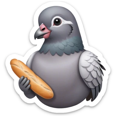 French pigeon holding a baguette sticker