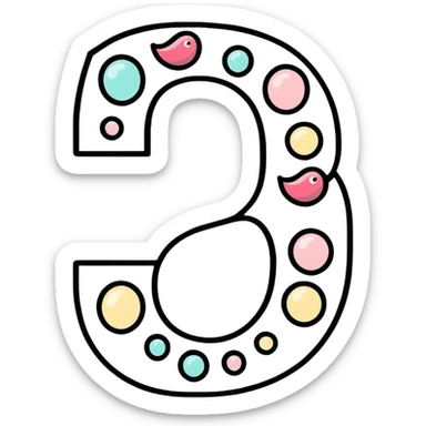 Elegant number 6 made of pearls or with pearl decorations sticker