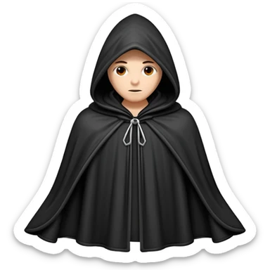 hooded cloak object icon, dark fabric cloak with deep hood, fantasy style, soft folds, 3D cartoon, mobile game icon style, centered, clean background, soft shadow, no text, no watermark
 
 sticker