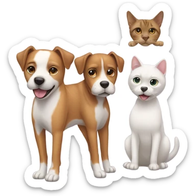 50/50 left and right side dog and cat sticker
