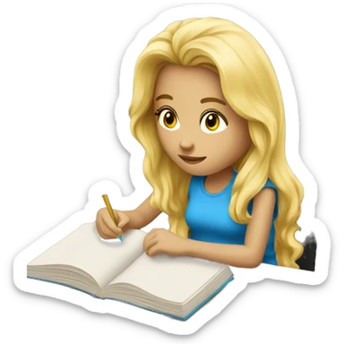 blonde girl studying sticker