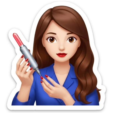 lady doing nails with uv lamp sticker