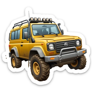 An icon showing an off-road vehicle driving through muddy terrain, inspired by Expeditions: A MudRunner Game. The design features splashing mud, rugged tracks, and dynamic movement, symbolizing the challenge of navigating tough landscapes. Transparent background sticker