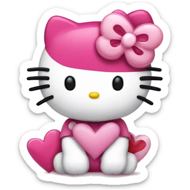 hello kitty with hearts sticker