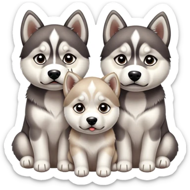 very sad three puppies 
huskies look pitifully sticker