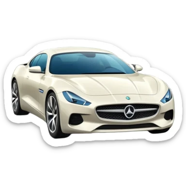 luxury car is driving on a scenic highway with beautiful landscape around sticker