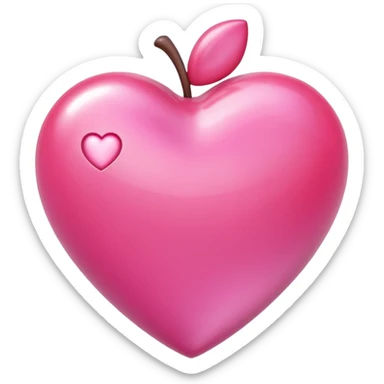 Apple-style 3D emoji of a shiny pimk  heart, smooth and glossy surface, simple and elegant design, no background. sticker