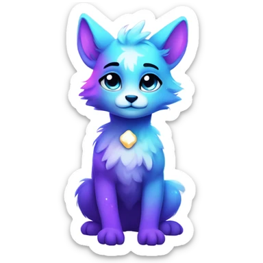 Adorable innocent cute gradient-Sparkle-nebula-fursona furry, full body sticker