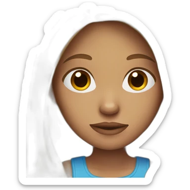 girl with blue eyes with brown straight long hair and with freckles sticker