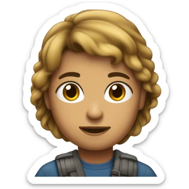 criança pele escura mais um pouco clara com capelo escuro e enrolado. sticker