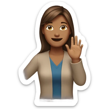 brown haired woman raising hand sticker