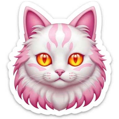 Pink and white Cat with heat eyes  sticker