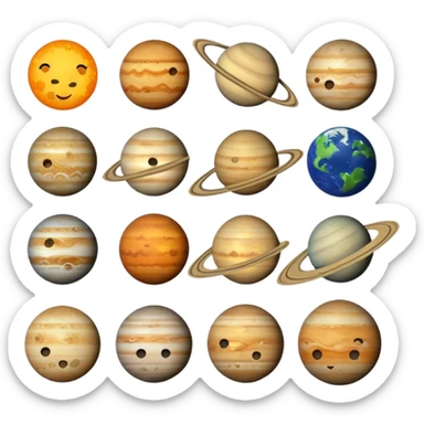 12 planets emojis I need a line for each planet mercury sticker