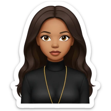 Tenitra Michelle Williams, R&B Singer (b.1979) from Destiny's Child with long dark brown hair, medium dark skin, black outfit sticker