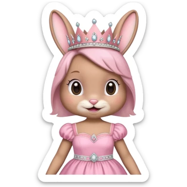 Bunny + tiara + pink dress + happy sticker