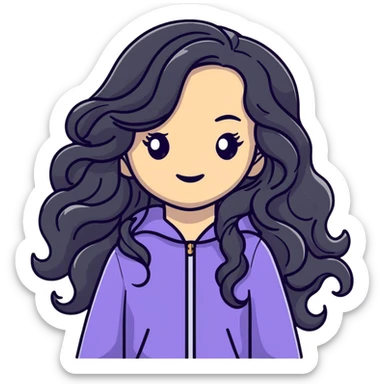 Stylish girl with long flowing wavy hair in fashionable outfit sticker