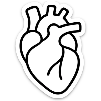 anatomical human heart, simple icon style, minimalistic, clear lines sticker