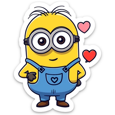Minion blowing a kiss with heart sticker