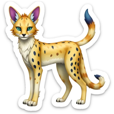 Epic Edgy Colorful ethereal eldritch Sergal-Serval-Fionbri sticker
