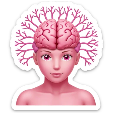 A ** pink human brain** with a energy energy beam of light thought around it s... radiating loving thoughts while it rewires itself hearts  sticker