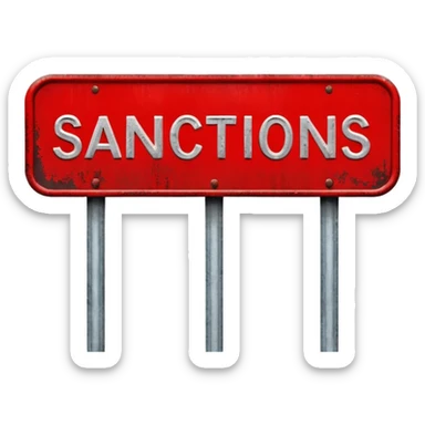 
red road sign with the inscription sanctions sticker