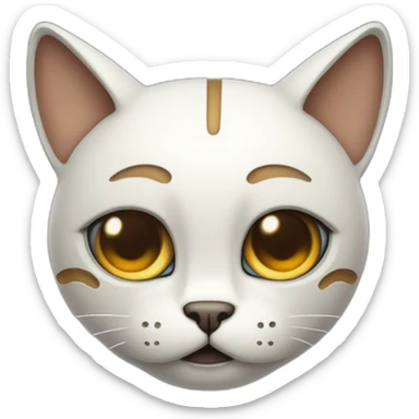 sad teary eyed robotic cat winking with one eye closed sticker