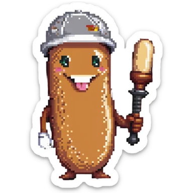 smiling sausage holding a bat sticker