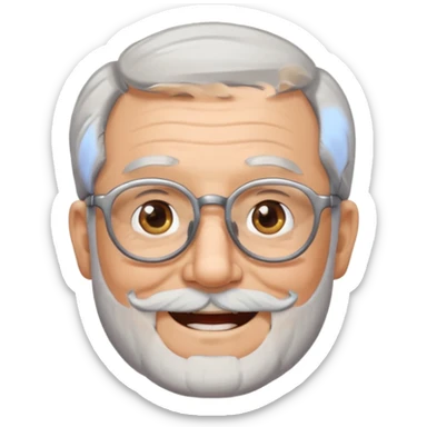 happy granddad with grey hair and beard and glasses sticker