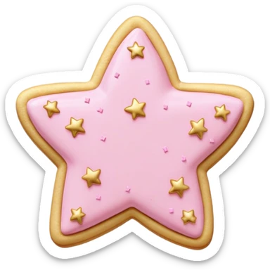pink buttercream sugar cookie with gold heart and star sprinkles  sticker