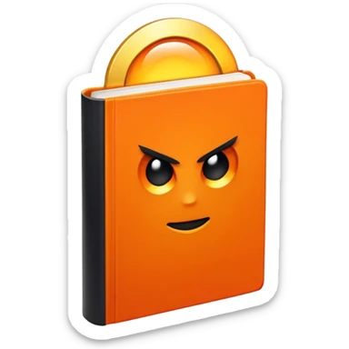 A bright orange book with a black, bold X with a slightly rough, edgy texture, exuding idgaf energy and pure, unapologetic confidence..orange halo aura.. unstoppable sticker