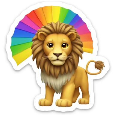 lion with fan plus rainbow sticker