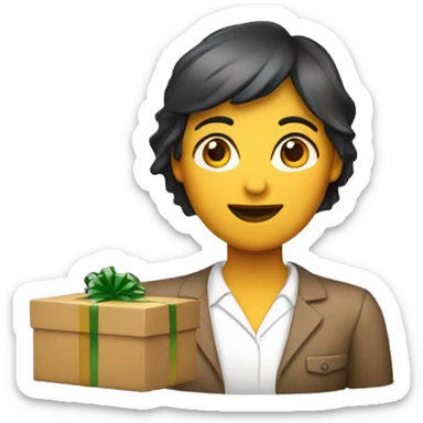 trabajadora alta con caja navideña sticker