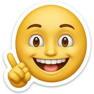 Emoji tête jaune avec un sourire et le doigt sur les dents  sticker