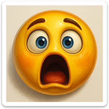 shocked emoji face, expressive, detailed, digital art sticker