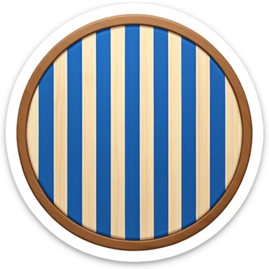 top view of an empty dining table with a white and blue striped mat over it. sticker