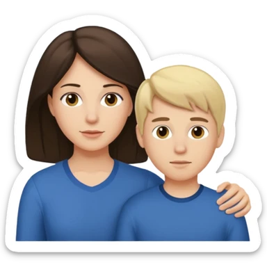 Brunette mother with blonde teenage son sticker