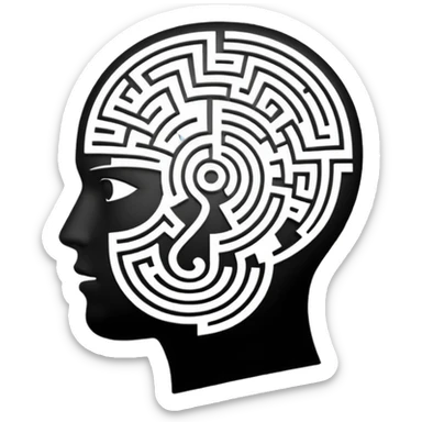 silhouette of a head with a maze inside sticker