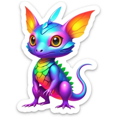 Tropical futuristic lush warm-colored modern colorful neon-colored cyber-Fakémon-Trico-creature sticker