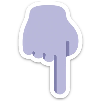 A dull purple Backhand Index Pointing Down sticker