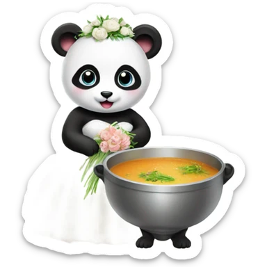 Baby panda bride marrying bowl of soup sticker