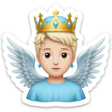 an angel with a cyan crown on his head, 4 wings sticker