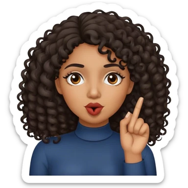 emoji of a curly dark haired latino woman with her index finger over her mouth making the 'shush' motion sticker