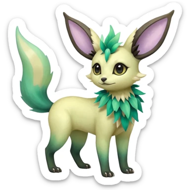Multicolored sparkly light pale pastel whitish pretty cool elegant realistic planty exotic Trico-Bolthund-Electrike-Umbreon-Leafeon-hybrid, full body sticker
