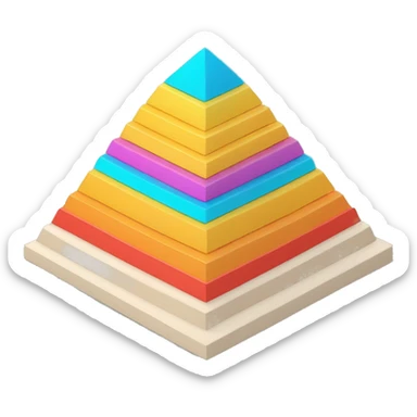 maslow pyramid in 3d isometric, colored sticker
