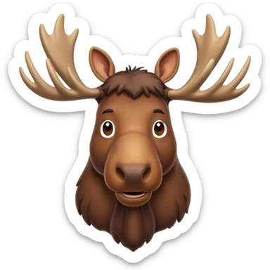 A high-resolution digital illustration of a noble moose portrait in a clean, semi-realistic style. The noble moose is shown head on sticker