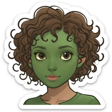 Girl with brown curly hair and brown eyes sticker