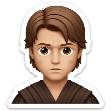 Anakin skywalker with face scar left eye brown hair  sticker