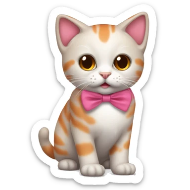 Un gato naranja con un lazo rosa  sticker