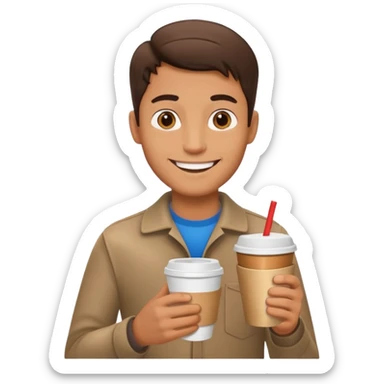 man, hold a take away cup of coffee sticker