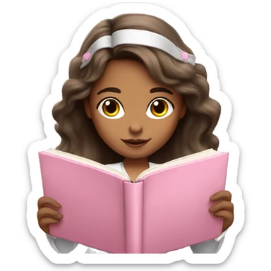 angelic brunette girl with pink book sticker